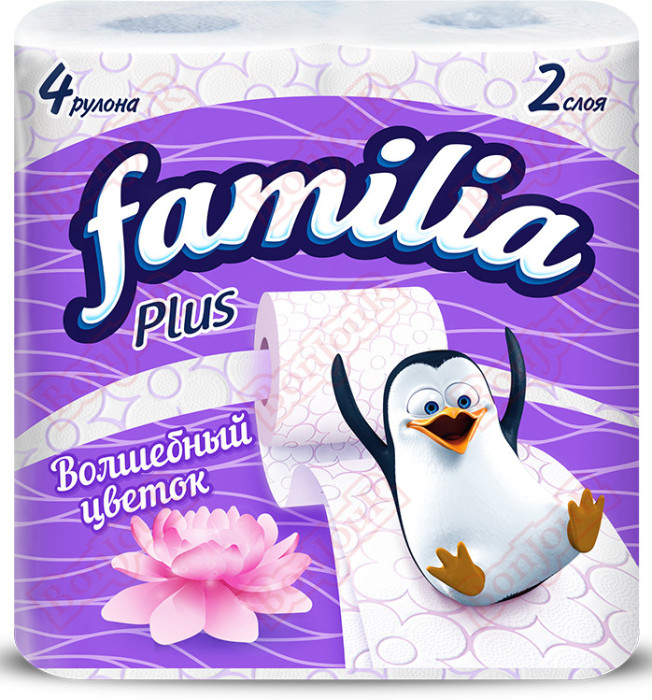 картинка Туалетная бумага "Familia Plus"  2-х слойная  4шт Волшебный цветок от магазина Визит