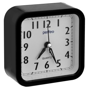 картинка Часы-будильник Perfeo Quartz  "PF-TC-019", квадратные 10*10 см, чёрные от магазина Визит