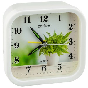 картинка Часы-будильник Perfeo Quartz  "PF-TC-008", квадратные 9,5*9,5 см, белые от магазина Визит