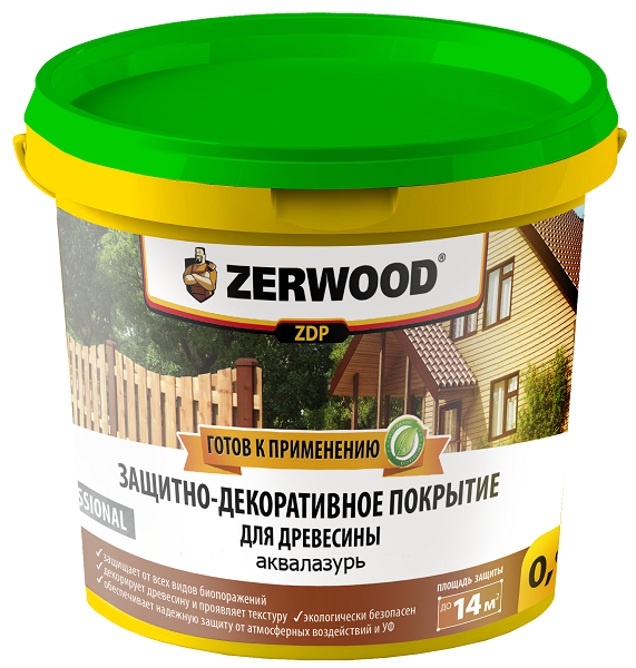 картинка Защитно-декоративное покрытие ZERWOOD ZDP аквалазурь бесцветное 0,9кг.  03690       от магазина Визит