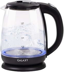 картинка Чайник GALAXY GL- 0554  ЧЕРНЫЙ  (2.0 кВт, 1.8 л, ЗНЭ) стекло, подсветк от магазина Визит