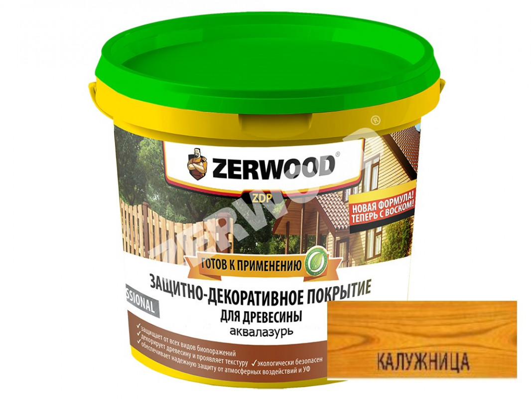 картинка Защитно-декоративное покрытие ZERWOOD ZDP аквалазурь 0,9кг. калужница 03696       от магазина Визит