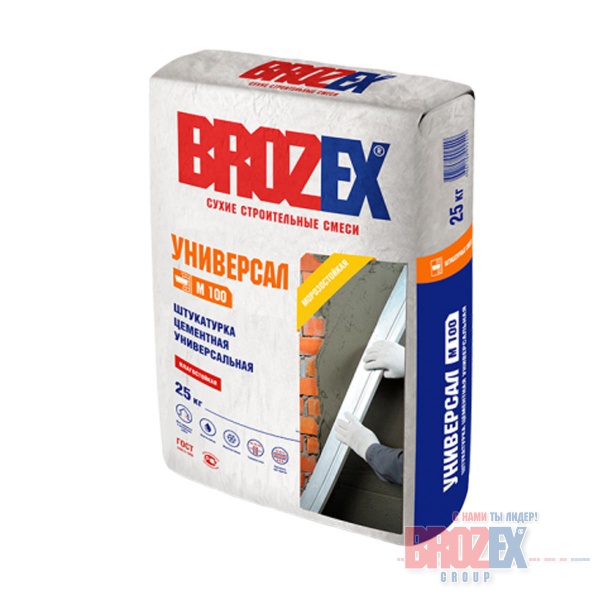 картинка Смесь штукатурная Brozex М100 для стен 25 кг (ЗССС) *1/48  СБ49 от магазина Визит