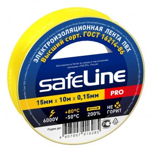 картинка Safeline изолента ПВХ 45580 желтая, 150мкм, арт.12120 от магазина Визит