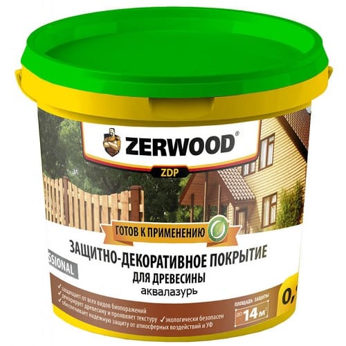 картинка Защитно-декоративное покрытие ZERWOOD ZDP аквалазурь белый 0,9 кг. 03687       от магазина Визит