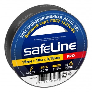 картинка Safeline изолента ПВХ 45580 черная, 150мкм, арт.9356 от магазина Визит