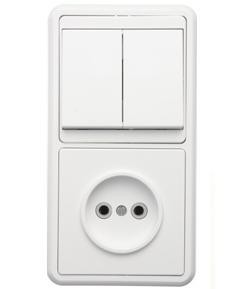 картинка Кунцево-Электро БЭЛЛА блок (1роз+2кл. выключатель ) СУ бел. АБС-пластик, БКВР от магазина Визит
