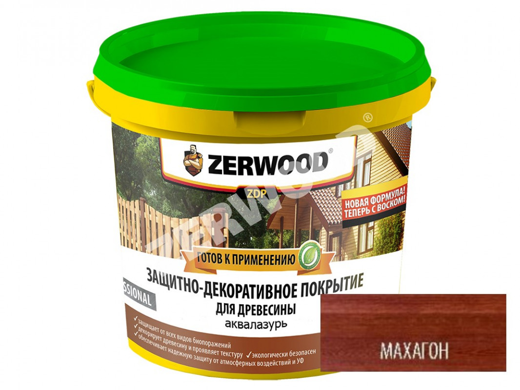 картинка Защитно-декоративное покрытие ZERWOOD ZDP аквалазурь махагон 0,9кг 03699       от магазина Визит