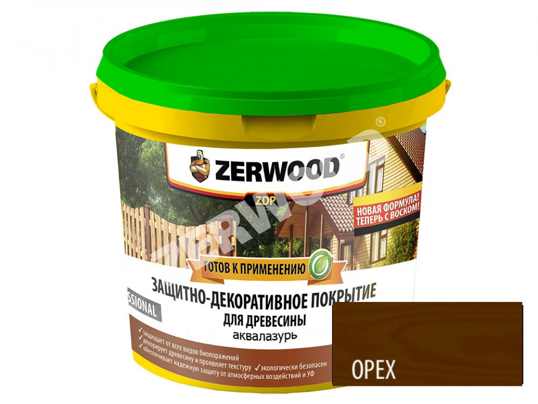 картинка Защитно-декоративное покрытие ZERWOOD ZDP аквалазурь орех 0,9 кг 03702       от магазина Визит