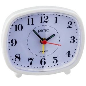 картинка Часы-будильник Perfeo Quartz  "PF-TC-005", прямоугольные 10*8,5 см, бел от магазина Визит