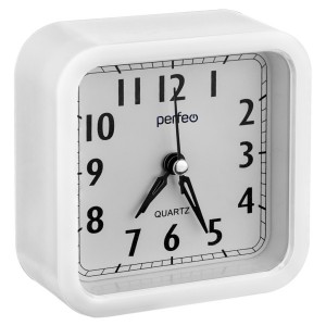 картинка Часы-будильник Perfeo Quartz  "PF-TC-019", квадратные 10*10 см, белые от магазина Визит