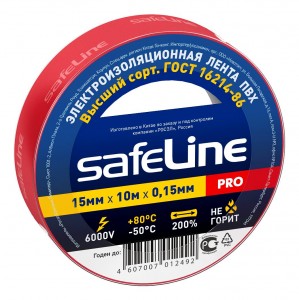 картинка Safeline изолента ПВХ 45580 красная, 150мкм, арт.9357 от магазина Визит