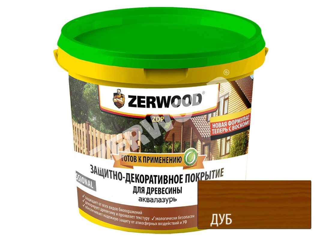 картинка Защитно-декоративное покрытие ZERWOOD ZDP аквалазурь дуб  0,9 кг 03693       от магазина Визит