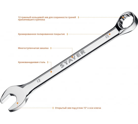 картинка Комбинированный гаечный ключ 12 мм, STAYER HERCULES    27081-12_z01 от магазина Визит