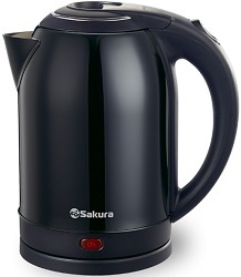 картинка Чайник SAKURA SA-2121 BK  (1.8 кВт, 2.0 л, ЗНЭ) ЧЕРНЫЙ, нерж.корпус от магазина Визит