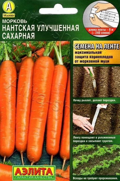 картинка Морковь Нантская улучшеная 8м/лента 240шт /10/250 от магазина Визит