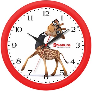 картинка Часы SAKURA ПЕ-Б1 ЖИРАФ КРАСНЫЙ (24.5 см, h-3.5 см), -10 от магазина Визит